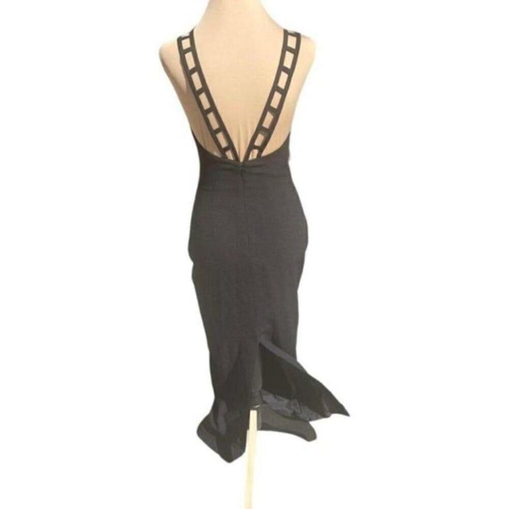 Vtg Rex Lester Black Pencil Gown Sz 2 - Picture 2 of 9